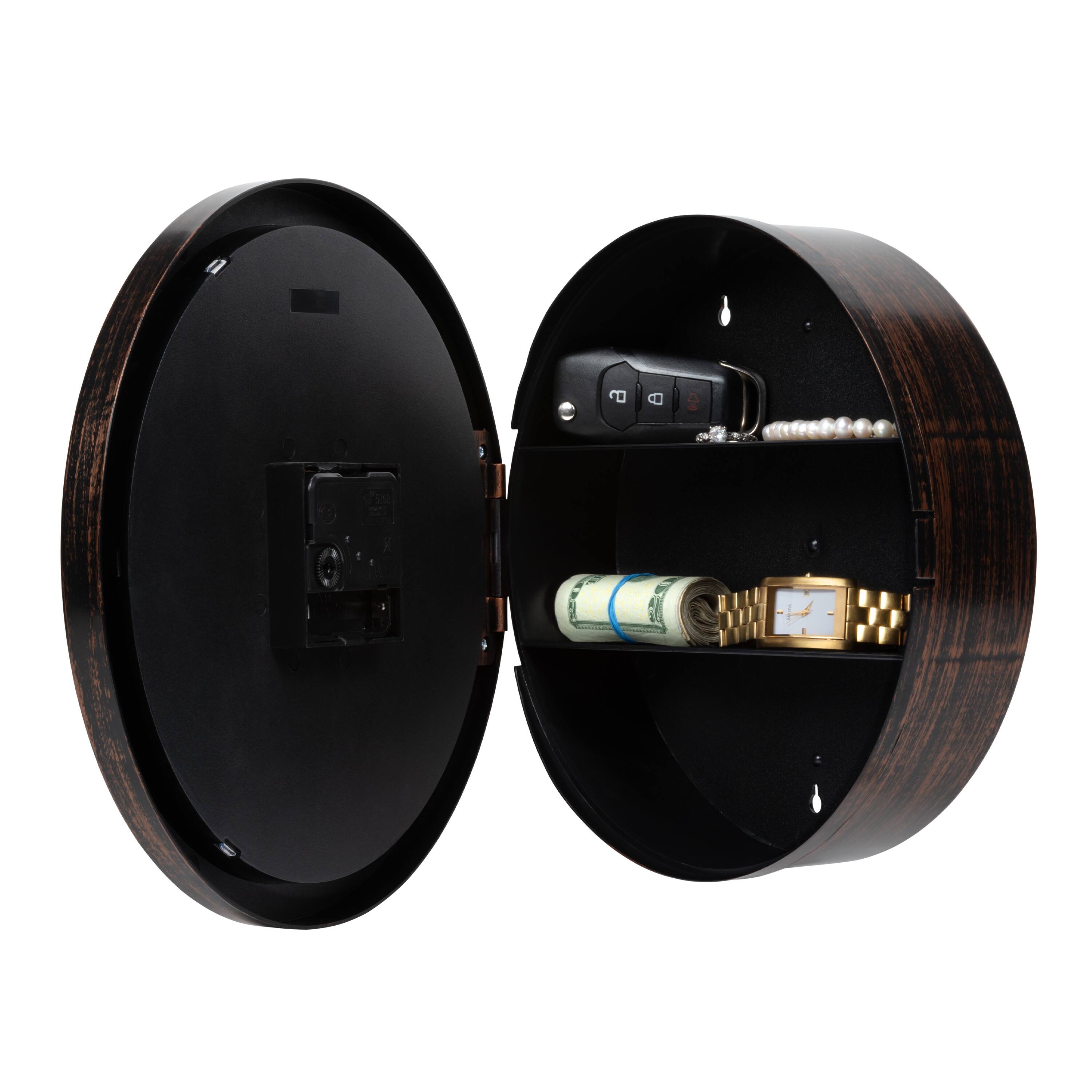 Left. La Crosse Clock Co. - 9.80 Inch Quartz Analog Wall Clock with Hidden compartment - Bronze.