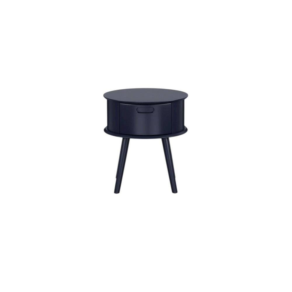 Left. FurniFact - Navy Blue Nightstand with Modern Design and Sturdy Construction - Brown.