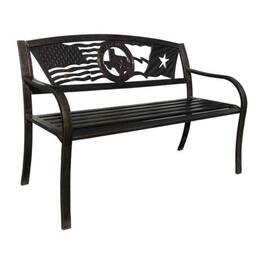 Hivvago - 2 Person Texas Star Patriotic USA Flag Outdoor Metal Garden Bench - Bronze