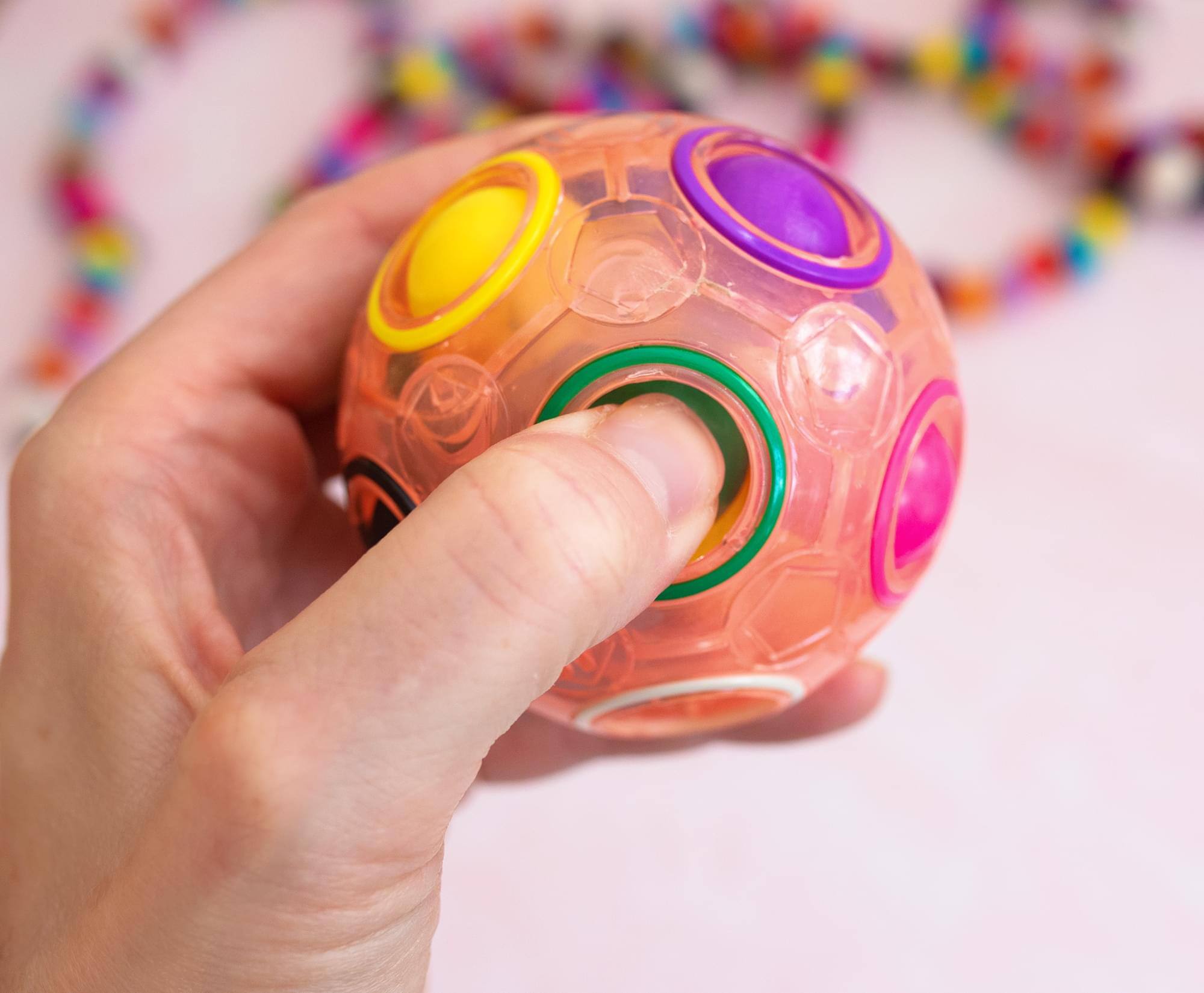 Alt View 3. Toynk - Magic Rainbow Puzzle Ball Plastic Fidget Toy - Pink.