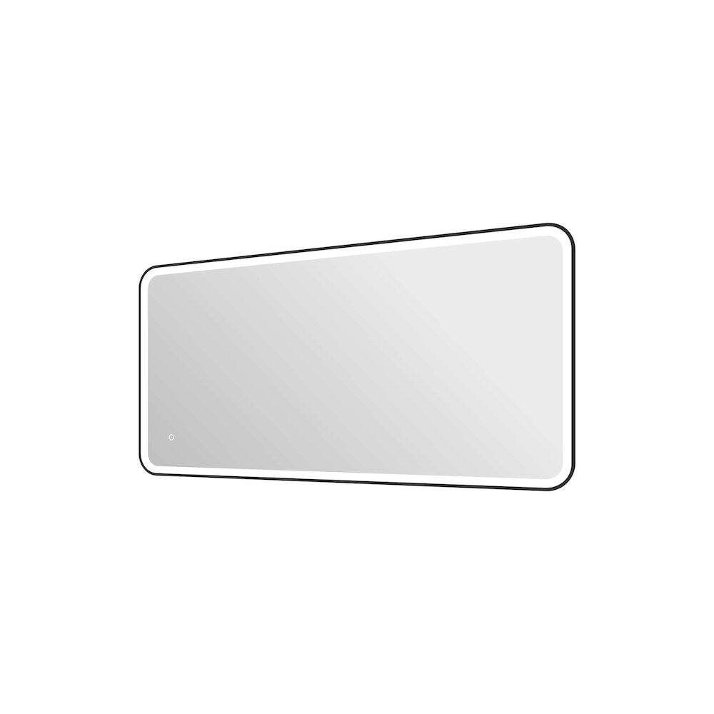 Left. Elegant Kitchen and Bath - 60 Inch Rectangle LED Front and Backlit Wall Mirror in Black - Black.