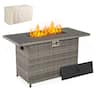 Costway - 44.5" Propane Fire Pit Table with Metal Slatted Tabletop & Stainless Steel Burner - Gray