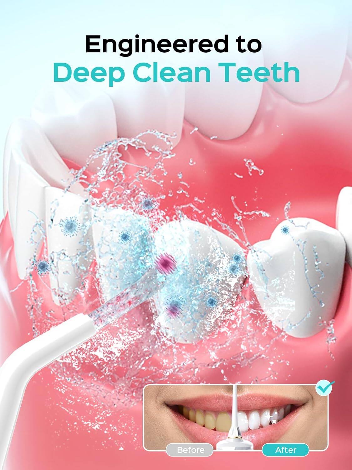 Engineered to Deep Clean Teeth

Before After