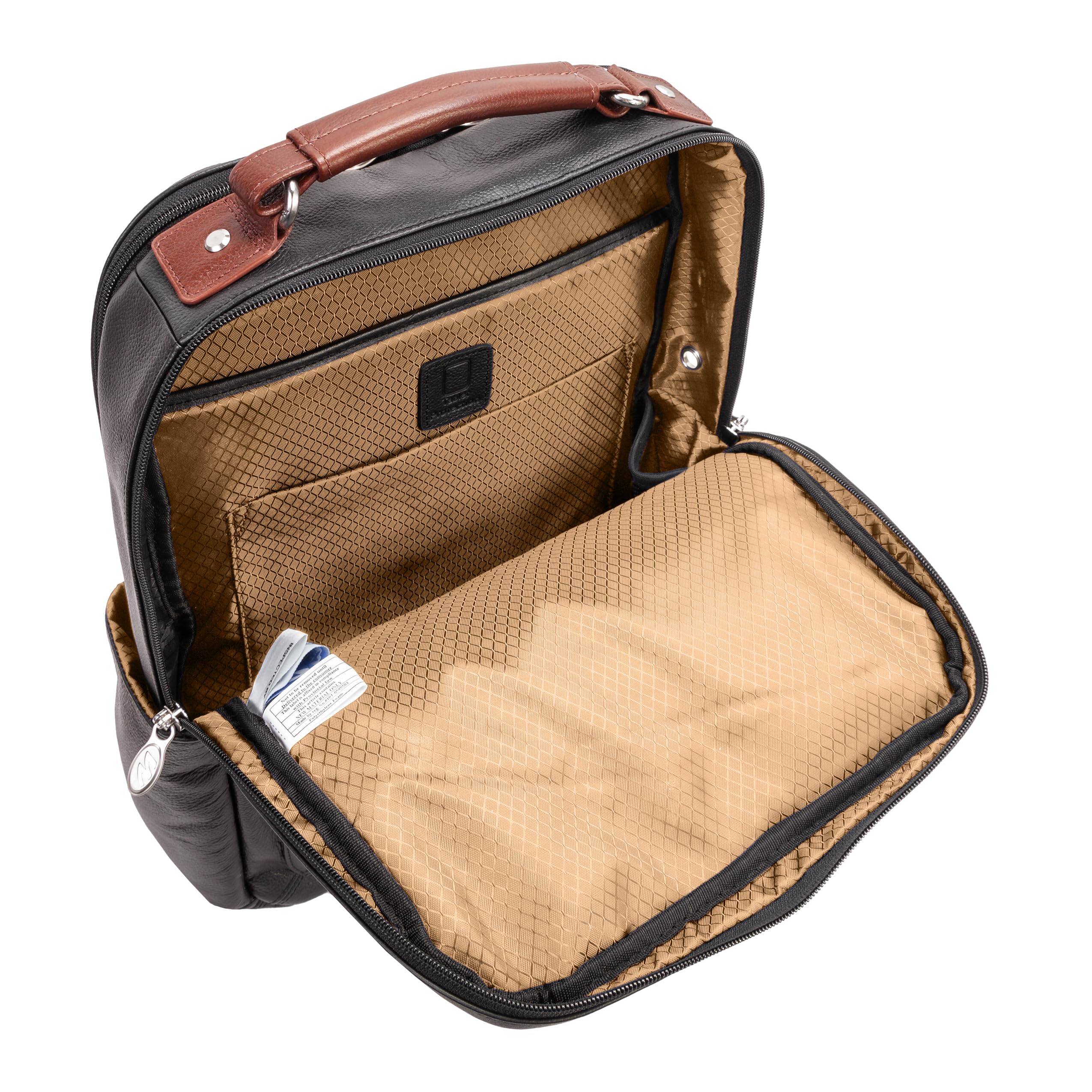 Alt View 6. McKleinUSA - 17-Inch Calfskin Leather Dual-Compartment Laptop Backpack, Padded Laptop/Tablet Pocket, Lockable Zipper, Air-Mesh Back - Black.