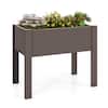 Front. Costway - Raised Garden Bed with Water Level Indicator Drainage Hole for Vegetables Outdoor - Coffee.