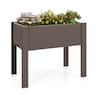 Costway - Raised Garden Bed with Water Level Indicator Drainage Hole for Vegetables Outdoor - Coffee
