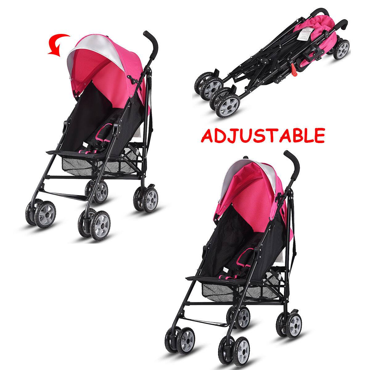Alt View 3. Costway - Costway Folding Lightweight Baby Toddler Umbrella Travel Stroller with Storage Basket - Pink.