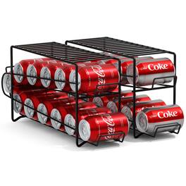 Sorbus - Soda Can Rack Beverage Dispenser & Organizer for 12 Standard 12oz Cans - Refrigerator Compatible - Black Two Pack
