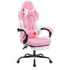 Front. Bestier - Ergonomic Reclining Gaming Chair, Thick Spring Cushion, Massage Lumbar & Retractable Footrest - Pink.
