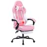 Bestier - Ergonomic Reclining Gaming Chair, Thick Spring Cushion, Massage Lumbar & Retractable Footrest - Pink