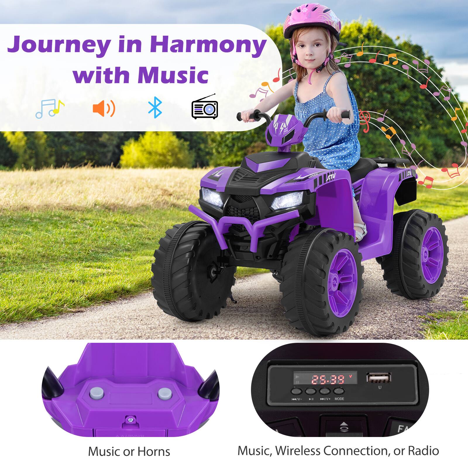 Journey in Harmony with Music

Music or Horns

Music, Wireless Connection, or Radio