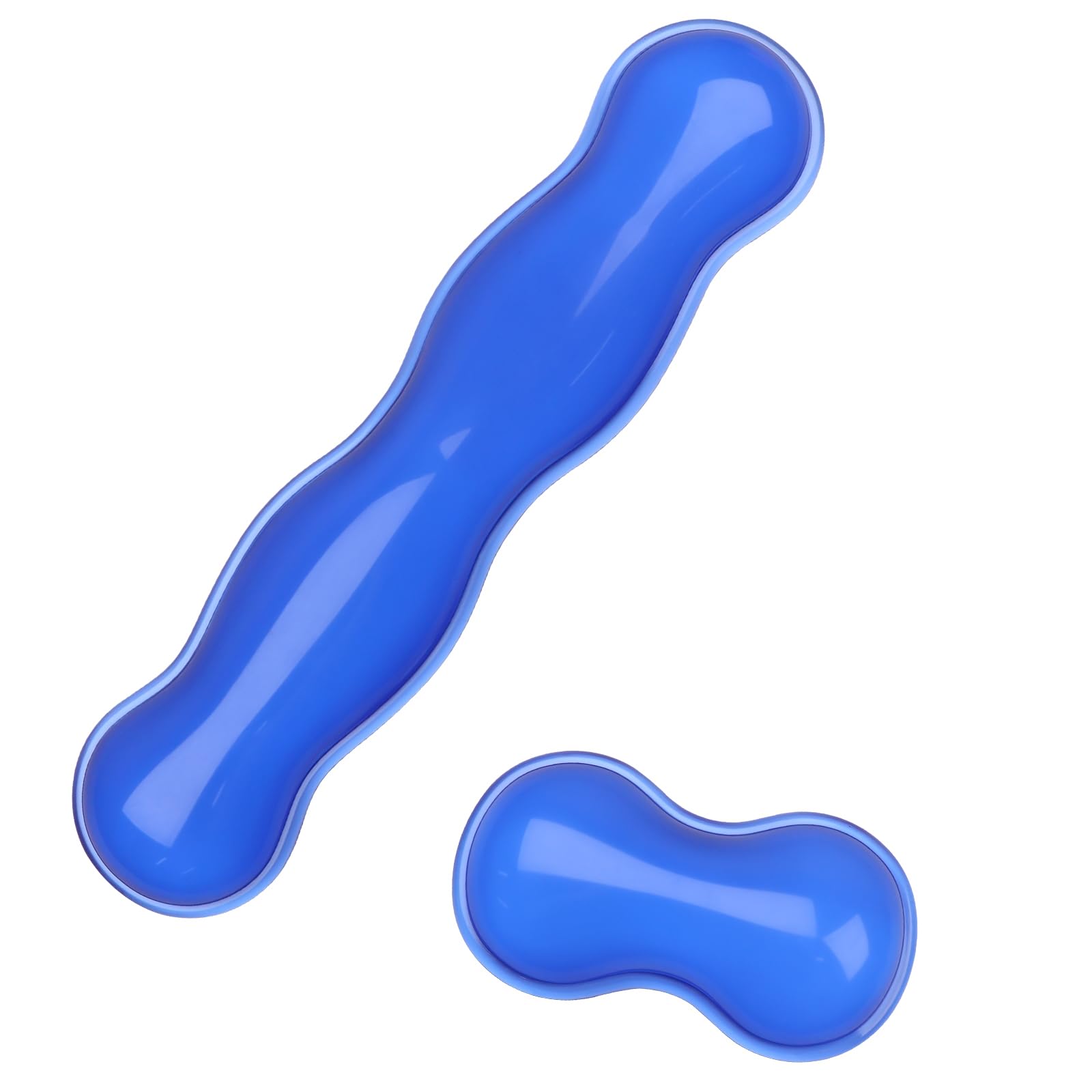 Front. Comfort Essence - Gel Cloud And Mouse Wrist Rest Cute Support Arm For Typing Reliefsuitable Officecomputerlaptopgamingwhite - Wavy Transparent Blue Set.