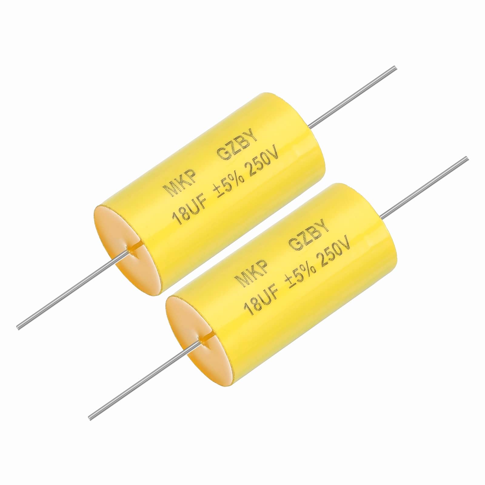 Unique Bargains - 2pcs 18uf Frequency Divider Capacitor, 250V Axial Audio Speaker Crossover MKP Film Capacitor - Yellow price history on PriceWatchPro