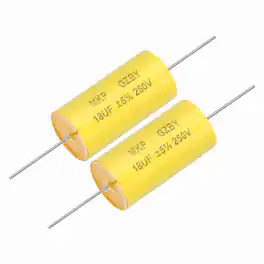 Unique Bargains - 2pcs 18uf Frequency Divider Capacitor, 250V Axial Audio Speaker Crossover MKP Film Capacitor - Yellow
