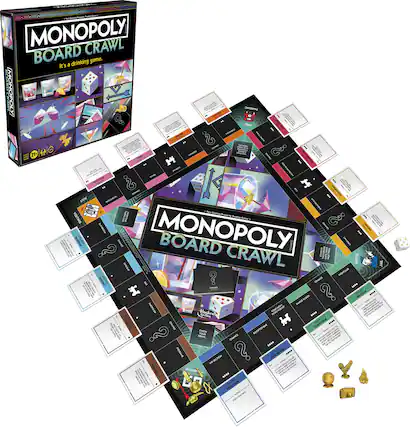 MONOPOLY BOARD CRAWL is a drinking game. It's a ROA FOLRE ACIONON I Sra E - ? - 21+ AUAM I - - I -. CRA ? E NEVS usnr NESU GAIONT A FOwES VISTNG 7 msg A nn MONOPOLY -A SAVLAD I BOARD -TN CRAWL I I GOTO -t - I I ? CHAICS ... H - - ANDE SANCE - PHETOCR Hastro nT .... TAma I MTE s.0 TA nu OITOBAR - FRALOE .... HEA VCTION ? HoGriaN .... START ... VFJECTION
