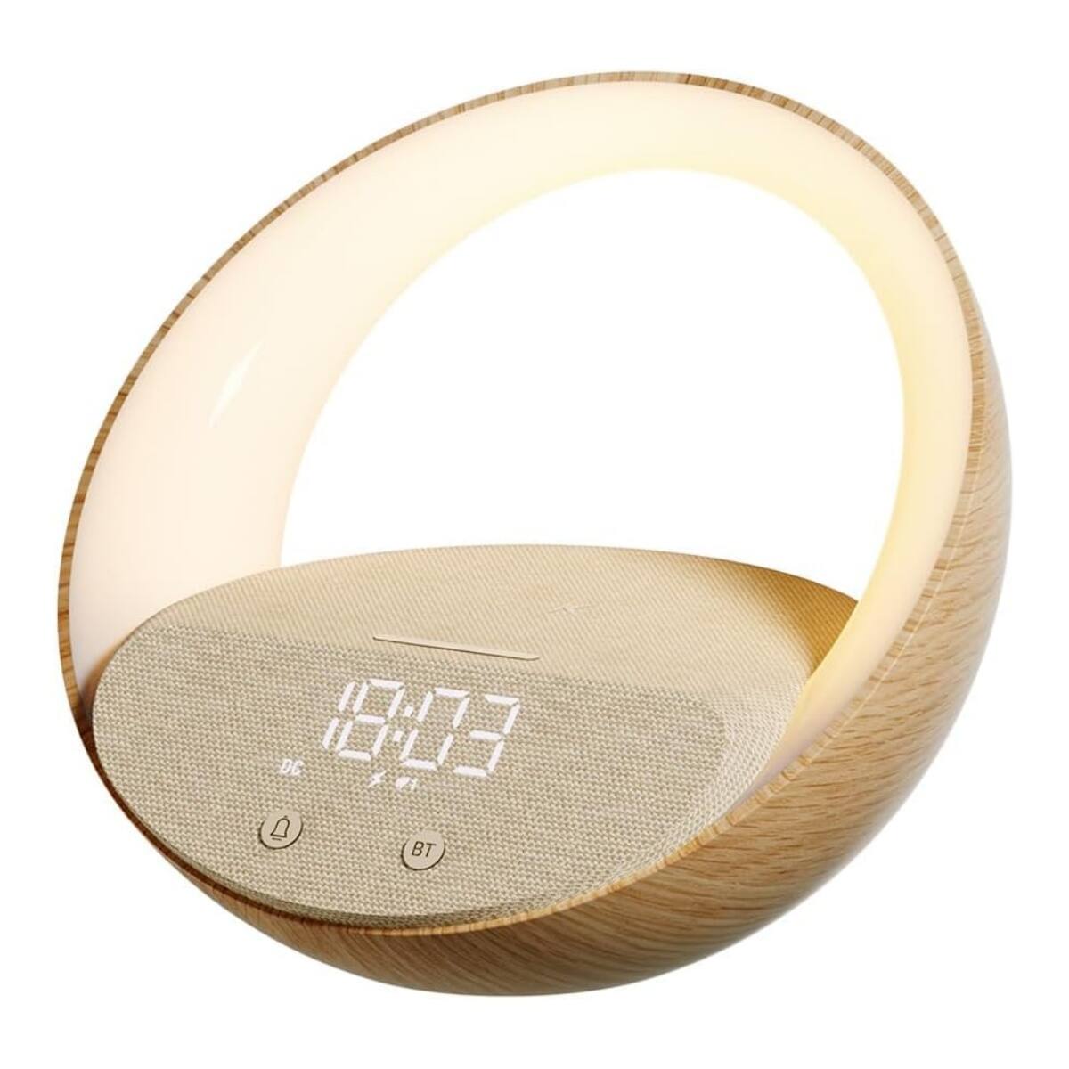 Angle. Dazzed Corner - Wireless Charging Station,Bluetooth Speaker,Table Clock - Wood.