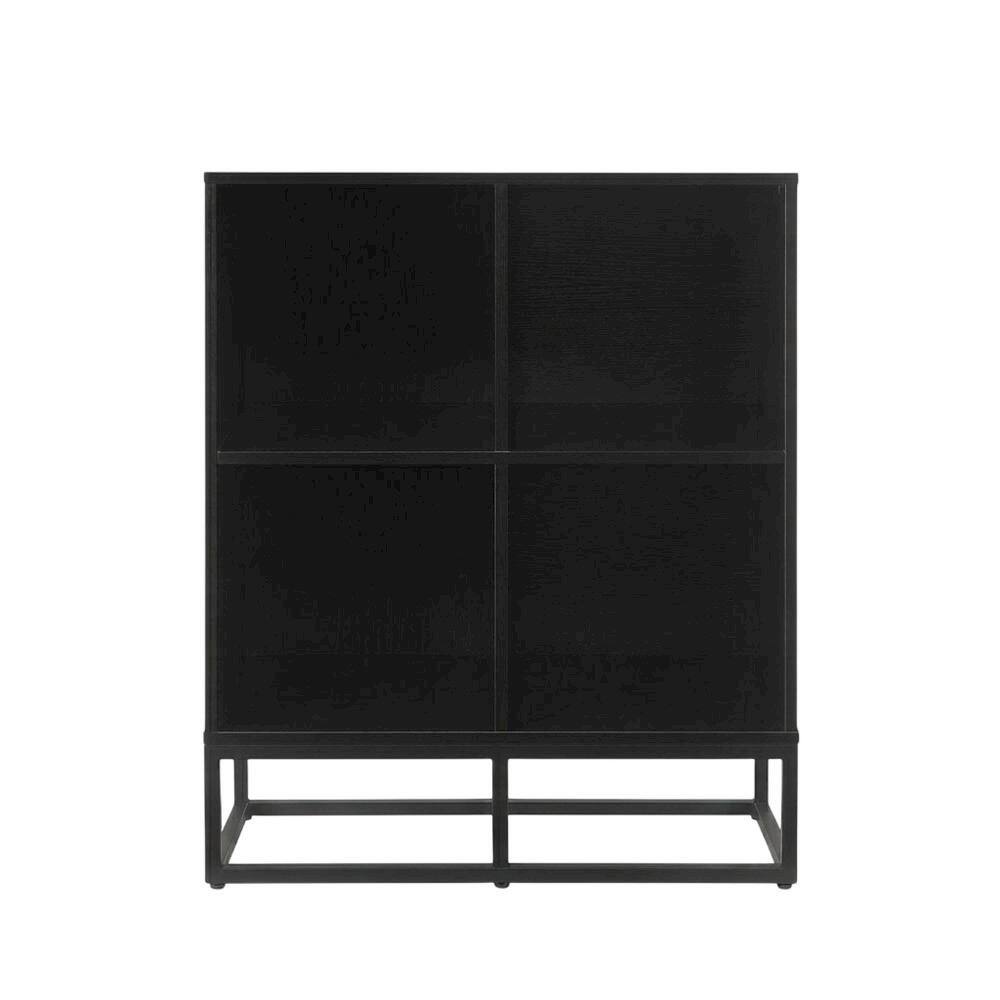 Alt View 3. FurniFact - Dark Wood Finish 4-Cube Record Player Stand with Vinyl Storage - White.