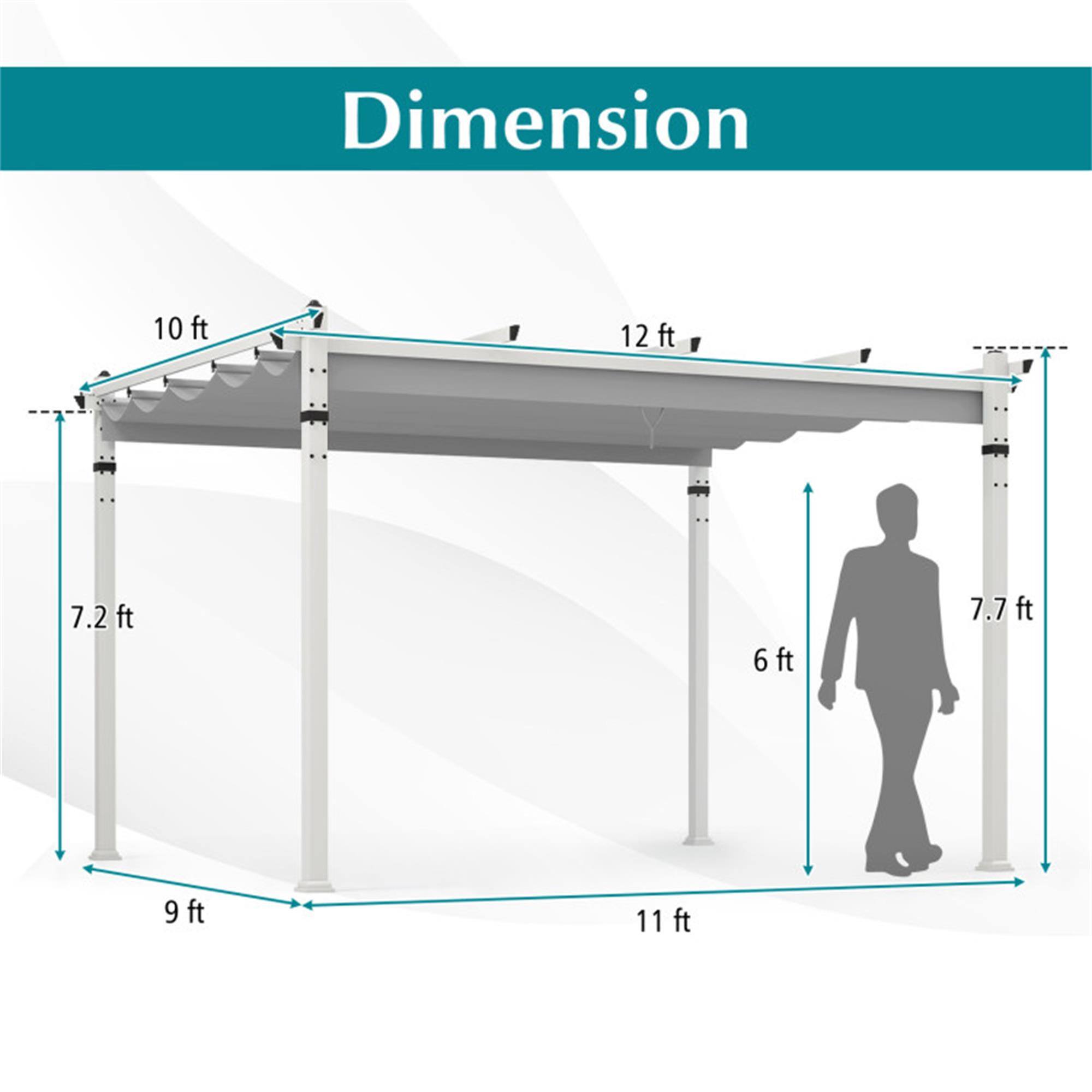Dimension  
10 ft  
12 ft  
7.2 ft  
6 ft  
7.7 ft  
9 ft  
11 ft