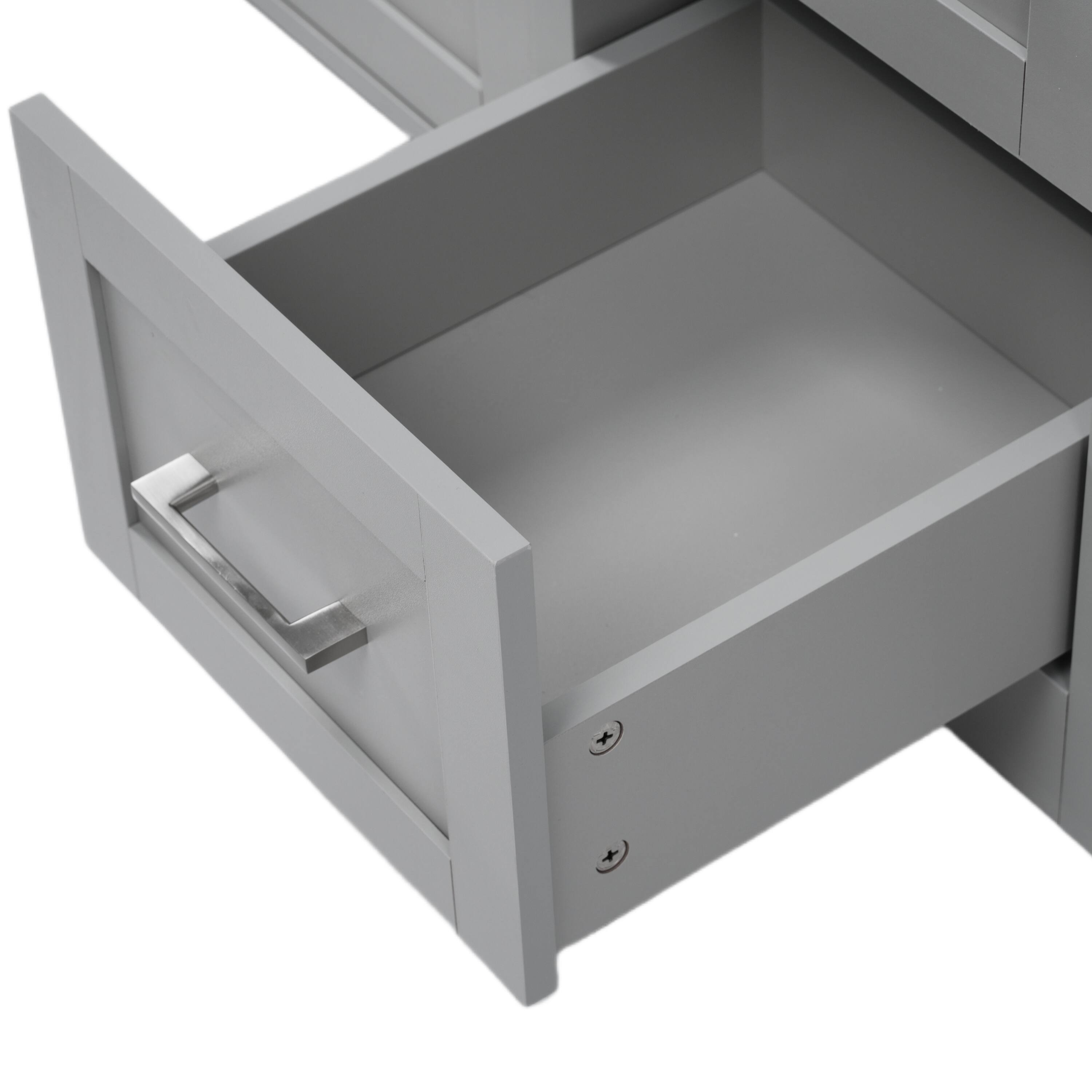 Alt View 6. Boyel Living - 84 Inch Double Sink Bathroom Vanity with Ceramic Sinks Quartz Countertop Adjustable Shelves 3 Drawers Gray - Gray.