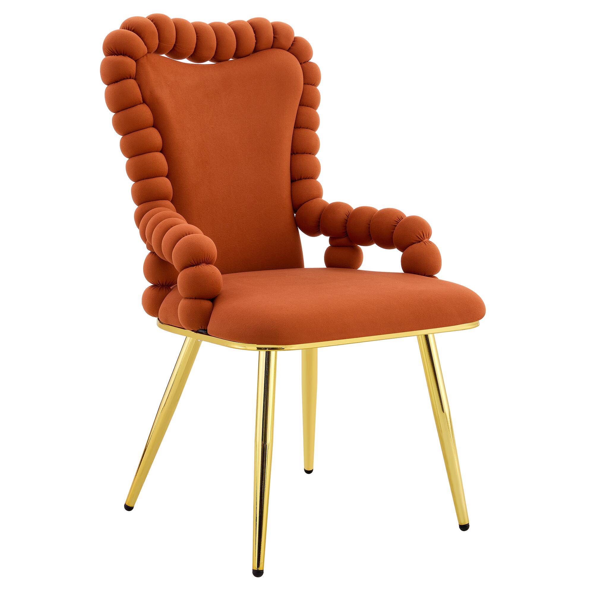 Alt View 8. Loheer - Loheer Dining Chairs Set of 2 Brown Velvet Bubble Arm Chairs for Dining Room Kitchen, Gold Legs, 1.83 ft - Brown,Gold.