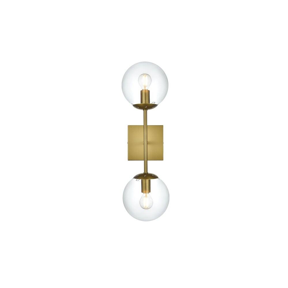 Left. Living District - Neri 6 Inch Wall Sconce Clear Shade in Satin Gold - Satin Gold And Clear.