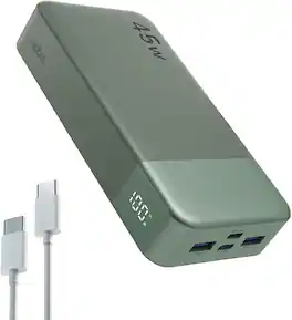 Nobis - 20000mAh 45W USB-C PD Laptop Power Bank with LED Display and 4-Port Fast Charging - Green