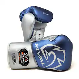 RIVAL - Boxing RS100 Pro Lace-Up Sparring Gloves - 18 oz. - Blue/Silver