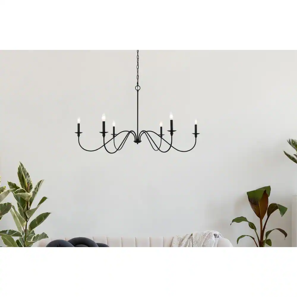 Angle. Living District - Rohan 48 inch chandelier in matte black - Matte Black.