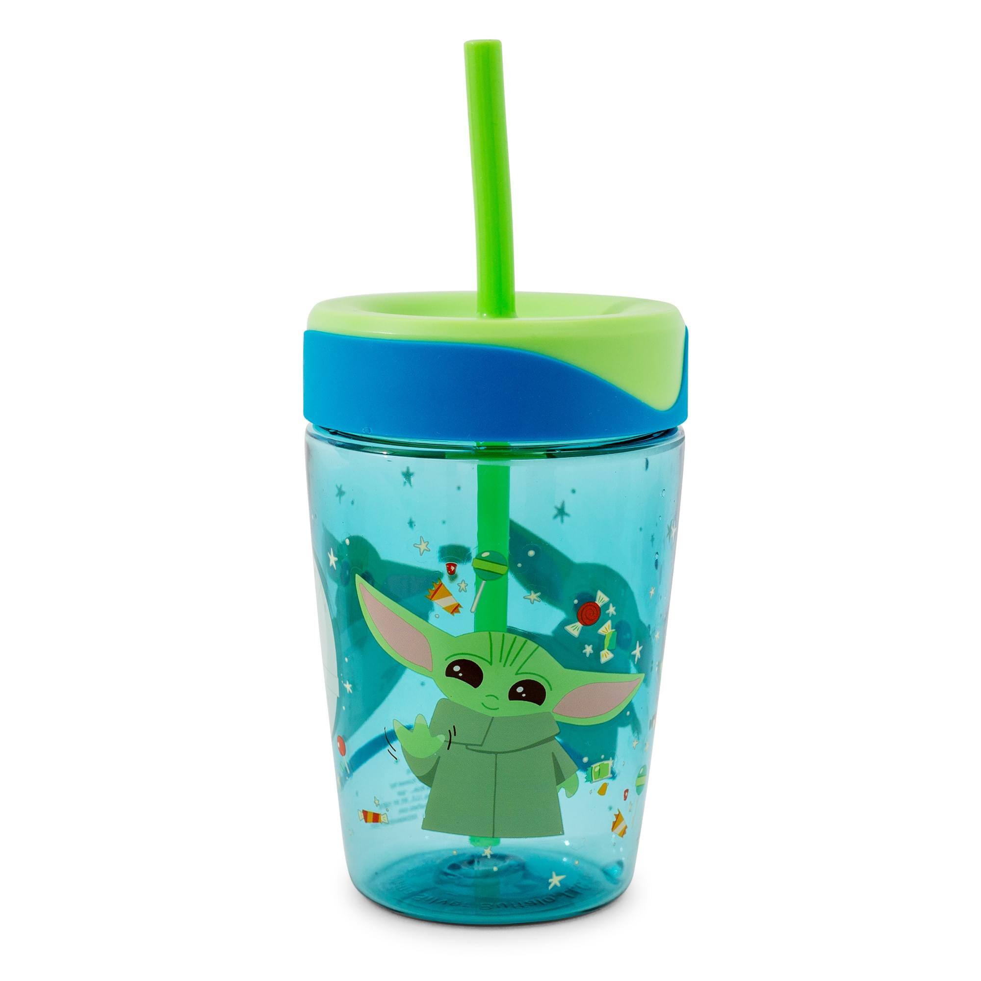 Alt View 1. Silver Buffalo - Star Wars: The Mandalorian Grogu Kids Spill-Proof Tumbler With Straw | 18 Ounces - Blue.