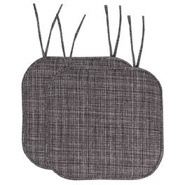 Sweet Home Collection - Aria Memory Foam Non-Slip 16" x 16" Chair Cushion Pad with Ties, 2-Pack - Gray/Black