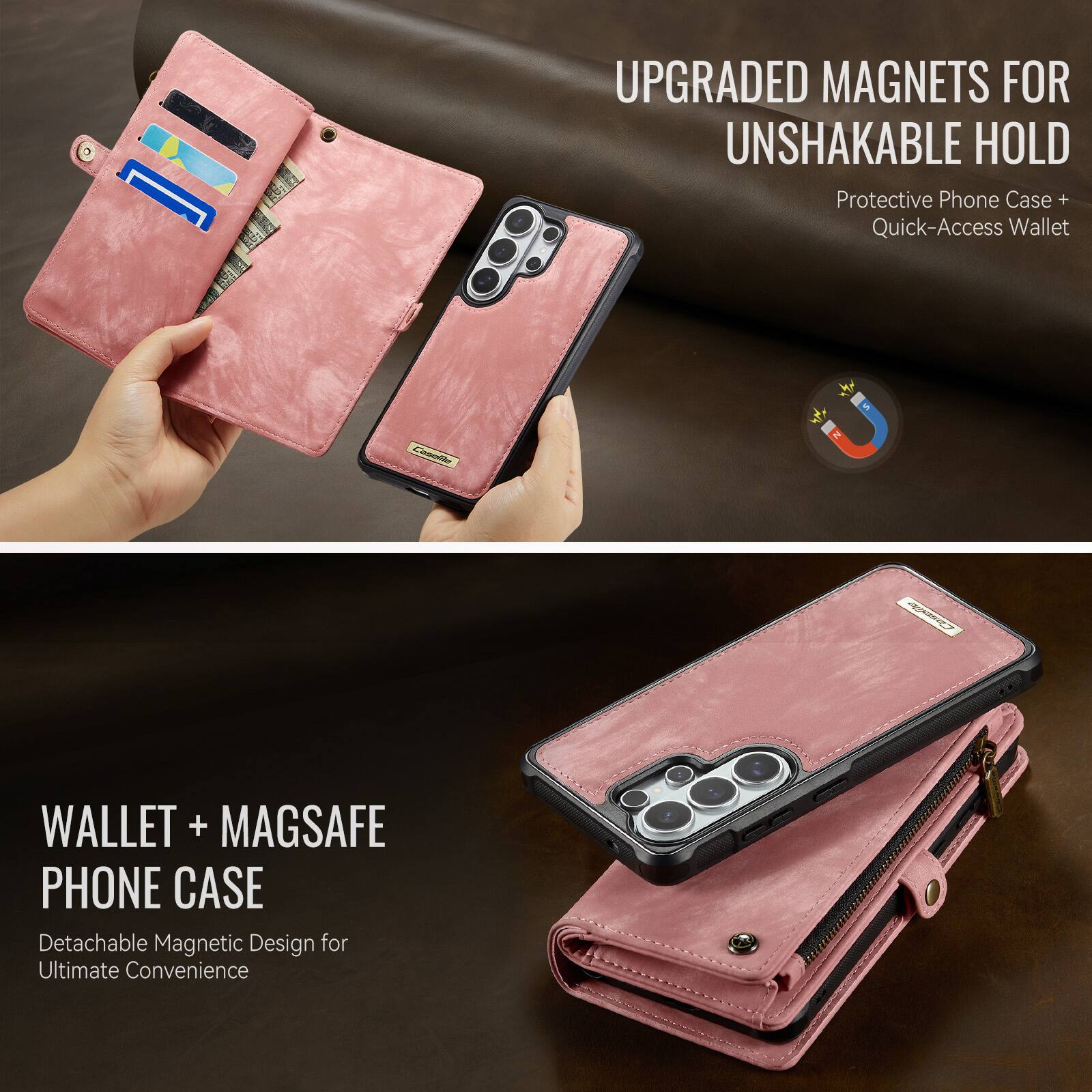 UPGRADED MAGNETS FOR UNSHAKABLE HOLD  
Protective Phone Case + Quick-Access Wallet  

WALLET + MAGSAFE PHONE CASE  
Detachable Magnetic Design for Ultimate Convenience