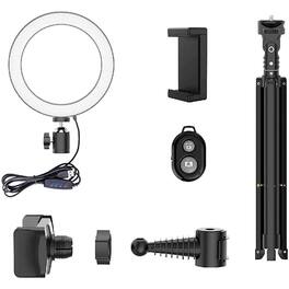 Bower - 8" Selfie Ring Light Studio with Adjustable Tripod and Phone Holder - Black