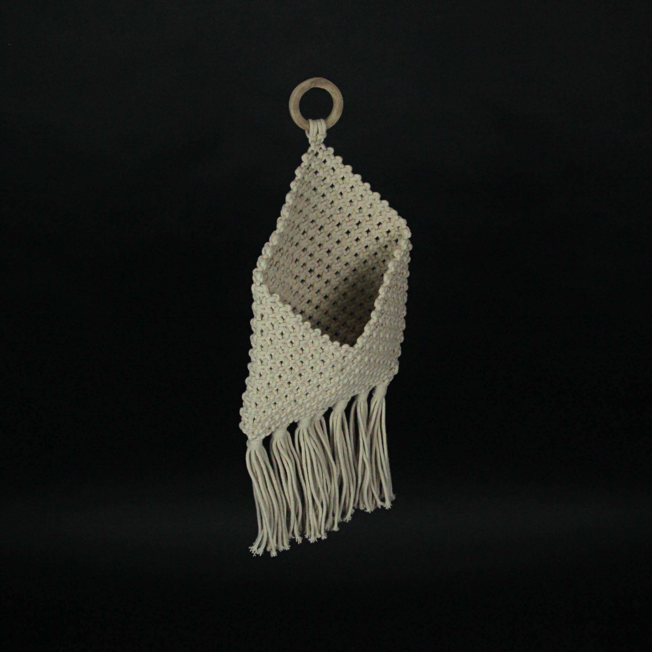 Alt View 4. PD Home & Garden - Bohemian Hand Tied Macrame Envelope Wall Pocket 21.25 Inches High - Tan.