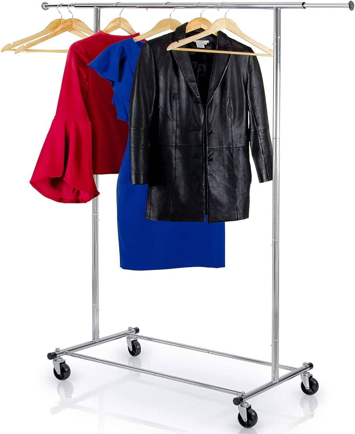 Photos - Dresser / Chests of Drawers IT Luggage Home It - Clothes Rail Rack Heavy Duty Commercial Grade with Chrome Finish and Adjustable Option - Silver 4438BB 