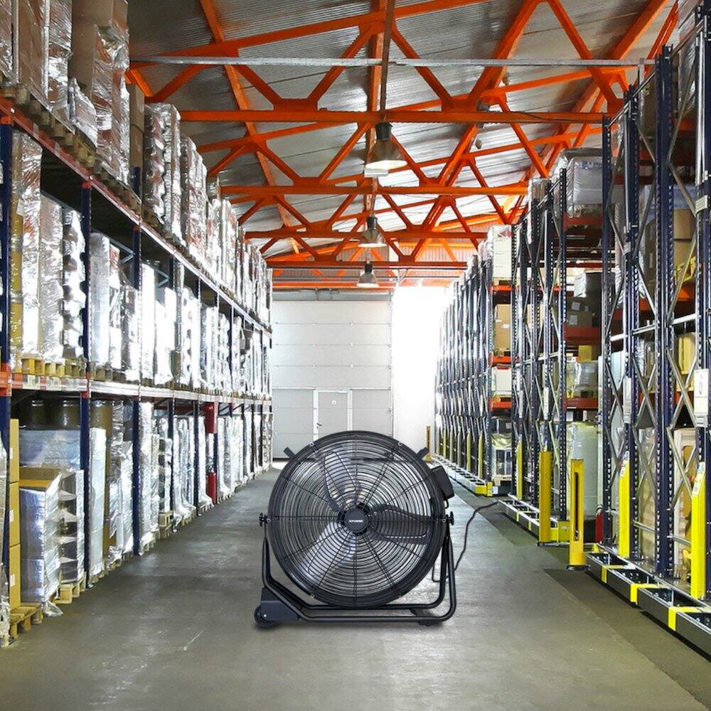 Back. XPOWER - 1/2 HP 5800 CFM 1.8 Amps Variable Speed Enclosed Brushless DC Motor 24” Drum Fan - Black.