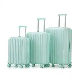 Ropilly - 3 Piece Luggage Set Hard Shell Suitcase with Cup Holder - Mint Green