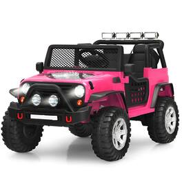 SlickBlue - 12V Electric Ride On Truck for Kids with Remote and Manual Driving Lever - Pink