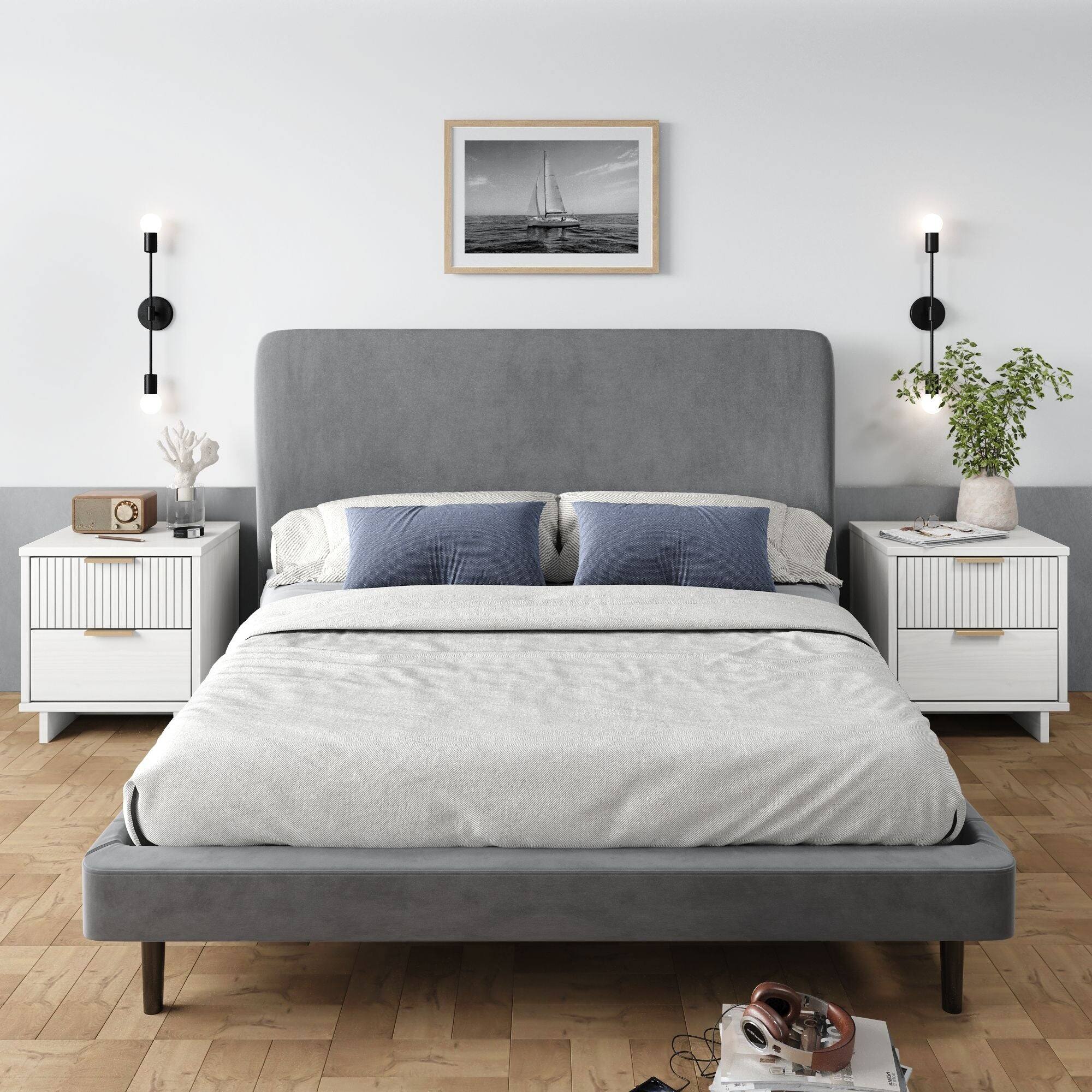 Angle. Manhattan Comfort - Granville Modern 18" Nightstand - Set of 2 - White.