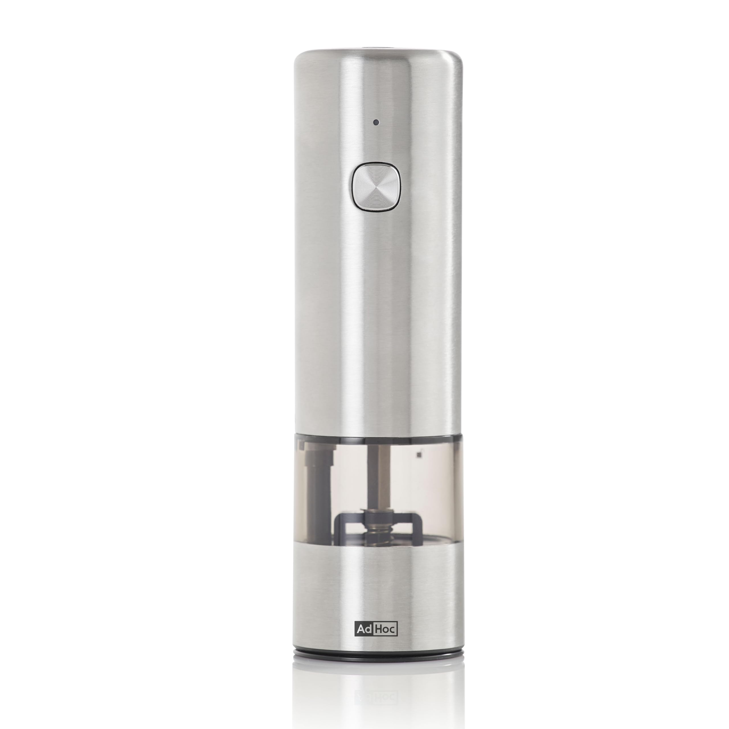 Front. Ad Hoc - AdHoc Electric Salt & Pepper Grinder – One-Touch, Quiet SilentDrive, Battery Powered, CeraCut Ceramic Mill - Regular - Stainless Steel.