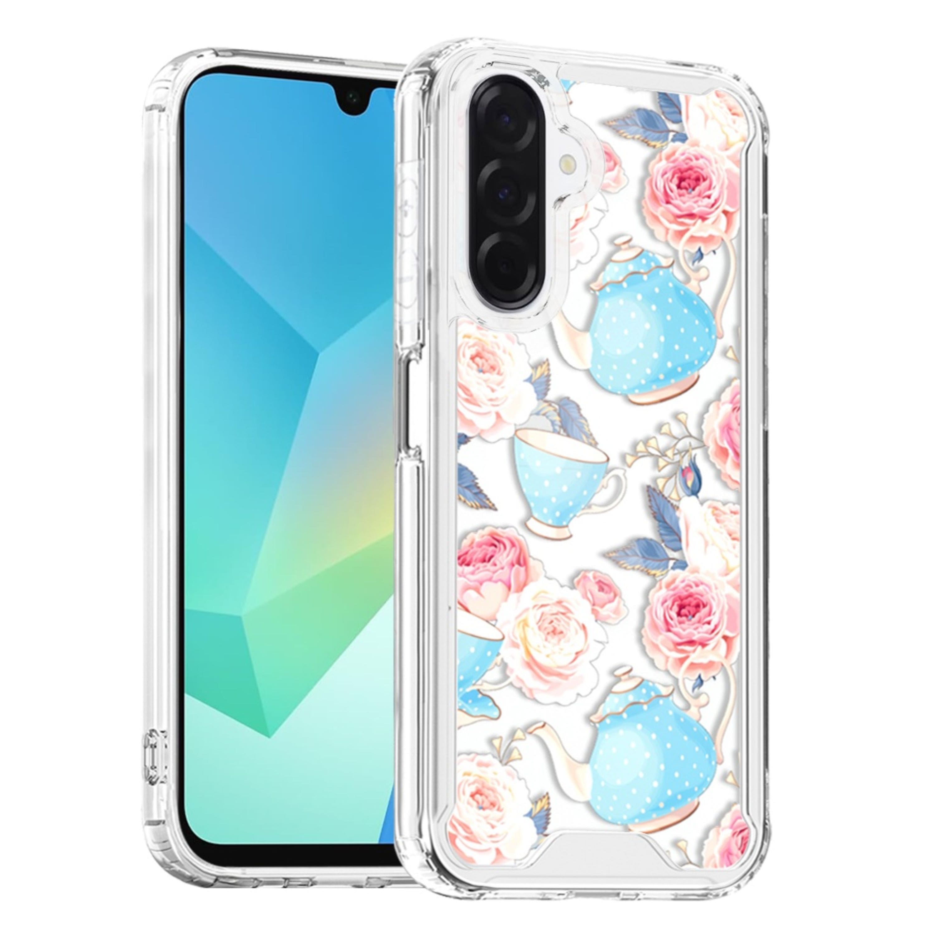 Kitcheniva - Pink Roses Print Design On Clear TPU Phone Case With Tempered Glass For Samsung Galaxy A16 5G - Multicolor