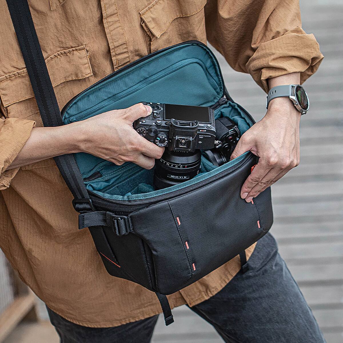 Alt View 4. PGYTECH - PGYTECH OneMo 11L Sling, Grey Camo.