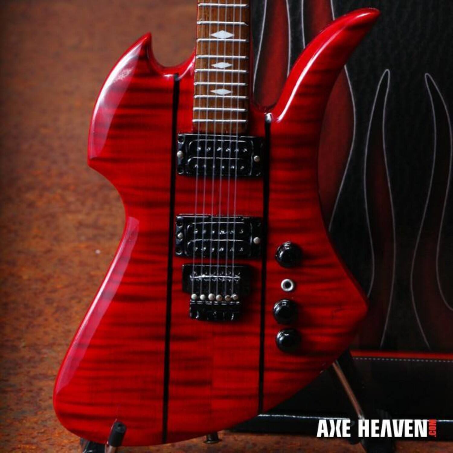 Axe Heaven -Slash - Slash Guns N Roses 1979 B.C. Rich Red Stained Mockingbird Mini Guitar Replica - Collectibles