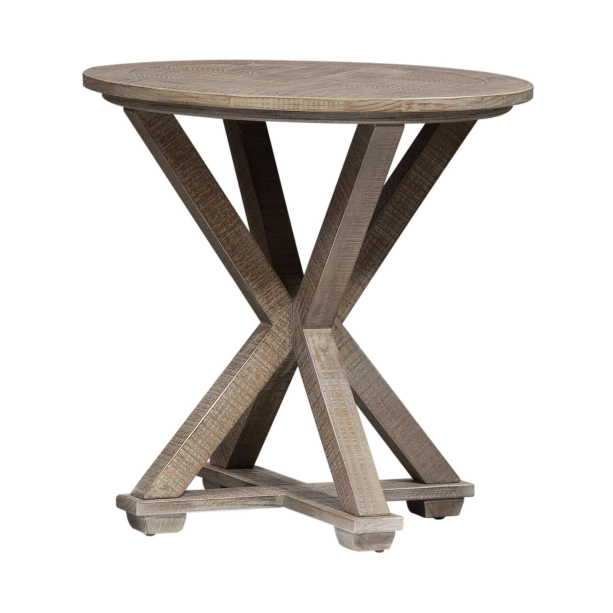 Alt View 1. Liberty Furniture Industries - Parkland Falls Round End Table in Weathered Taupe - Brown.