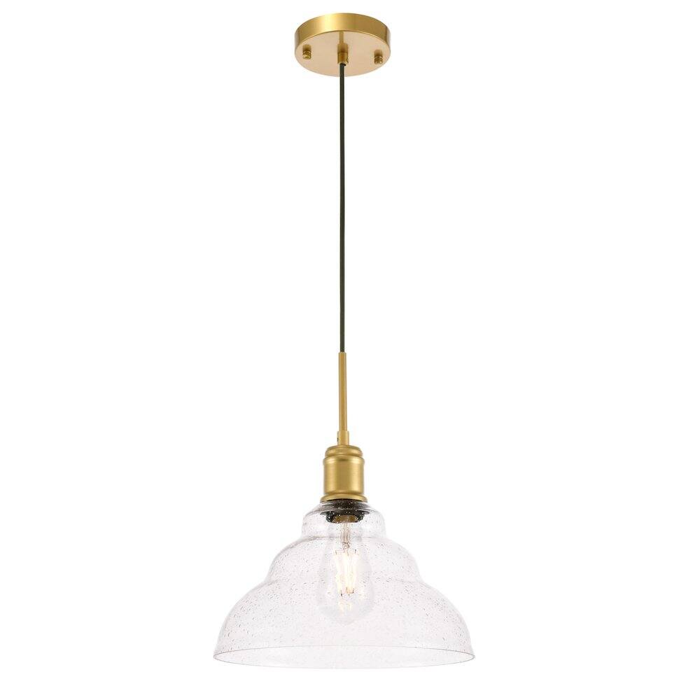 Alt View 5. Living District - Gil 1 Light Brass And Clear Seeded Glass Pendant - Brass And Clear Seeded Glass.