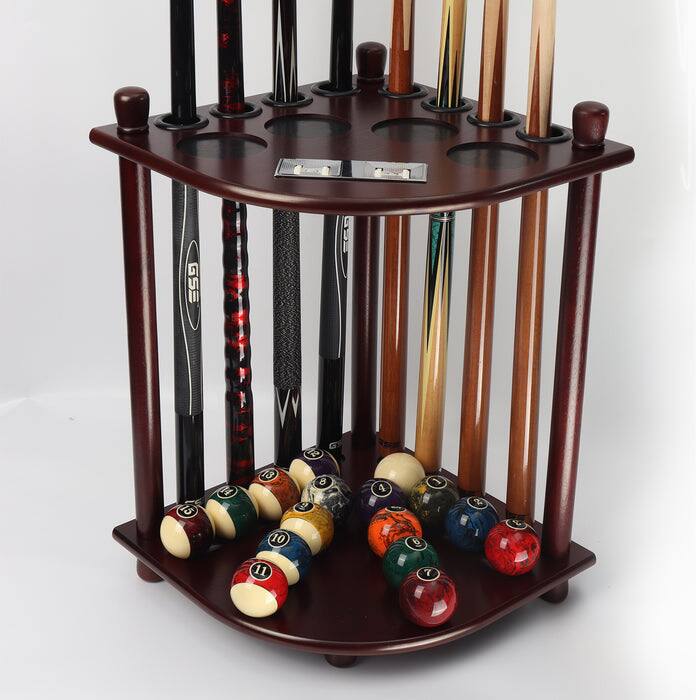 Alt View 2. GSE Games & Sports Expert - Wood 8 Corner Style Pool Cue Rack with Score Counter, Billiard Pool Cue Rack Only - Mahogany - Mahogany.