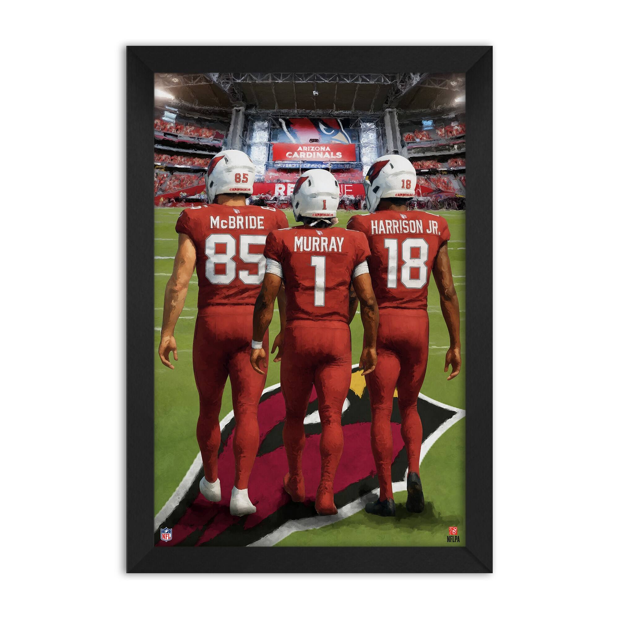 Kyler Murray, Trey McBride & Marvin Harrison Jr. Arizona Cardinals Framed Three-Player Art Print