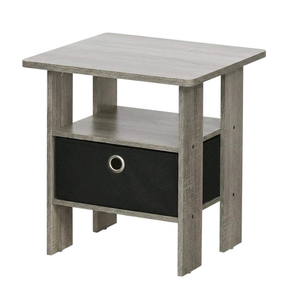 FurniFact - Wooden End Table Night Stand, Set of Two with Modern Design - French Oak Grey