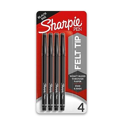 Sharpie - Felt Pens, Fine Point, 0.4mm, 4/Pack - Black Ink