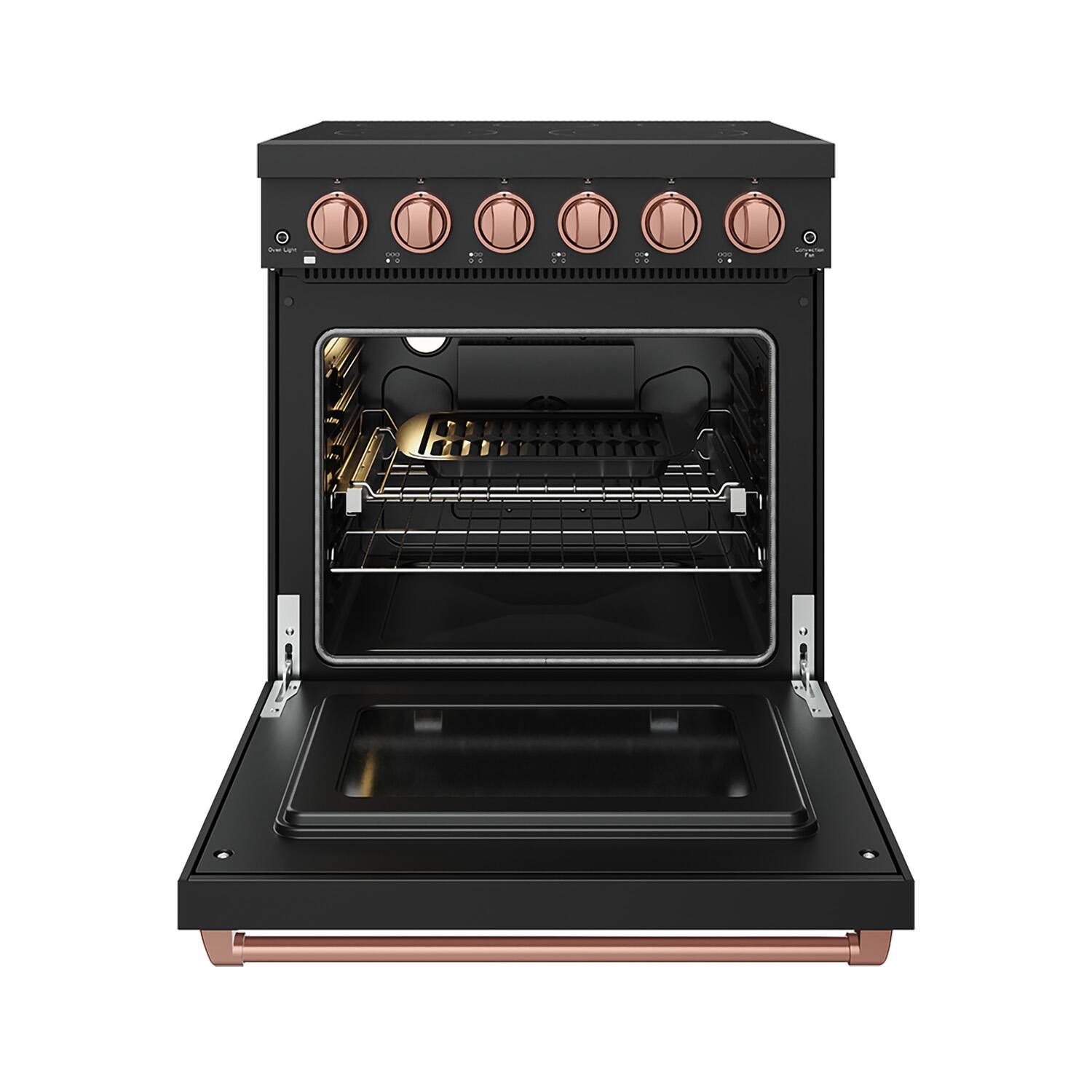 Alt View 1. Thor Kitchen - Gordon Ramsay Series by Thor Kitchen 4.55 Cu. Ft Freestanding Electric Range with Rose Gold Hardware - Matte Black.