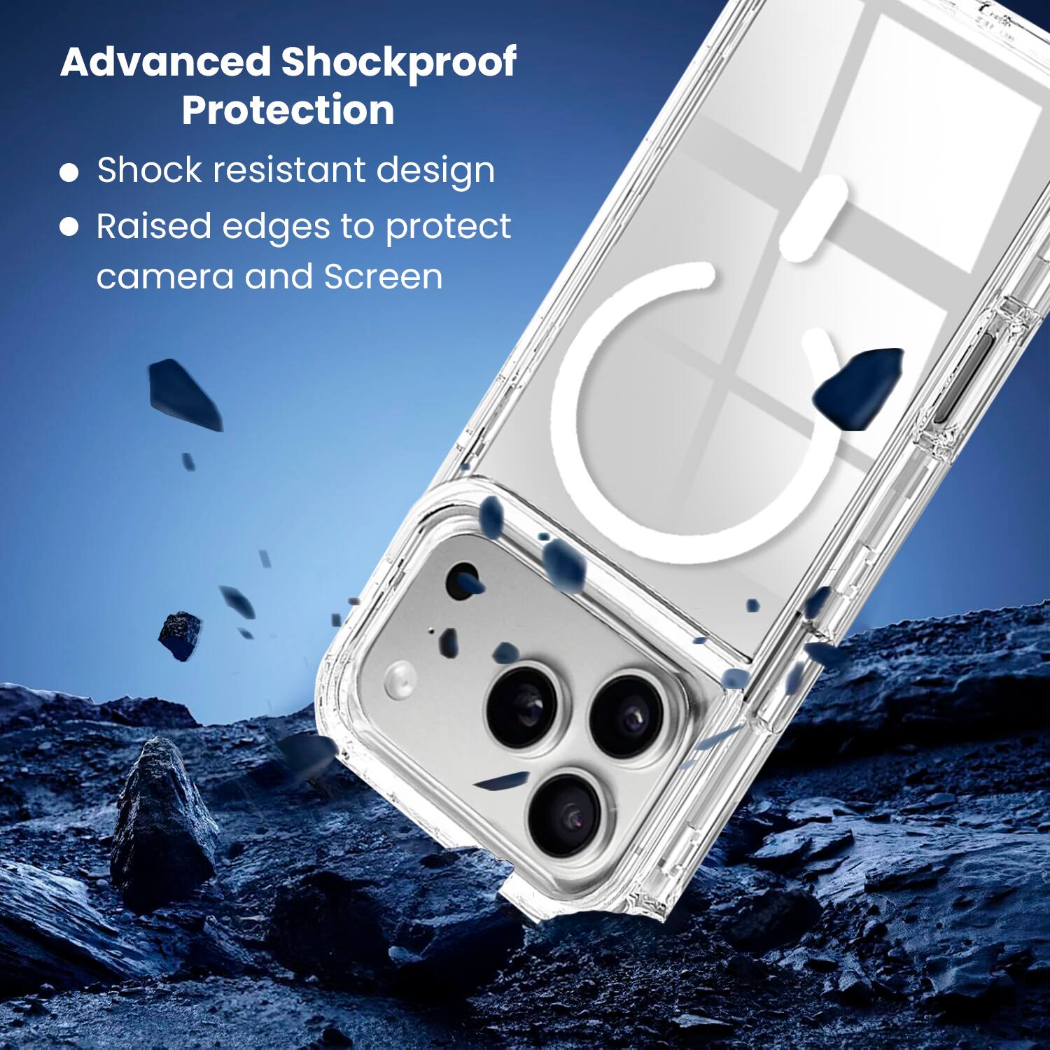 Advanced Shockproof Protection

- Shock resistant design
- Raised edges to protect camera and screen